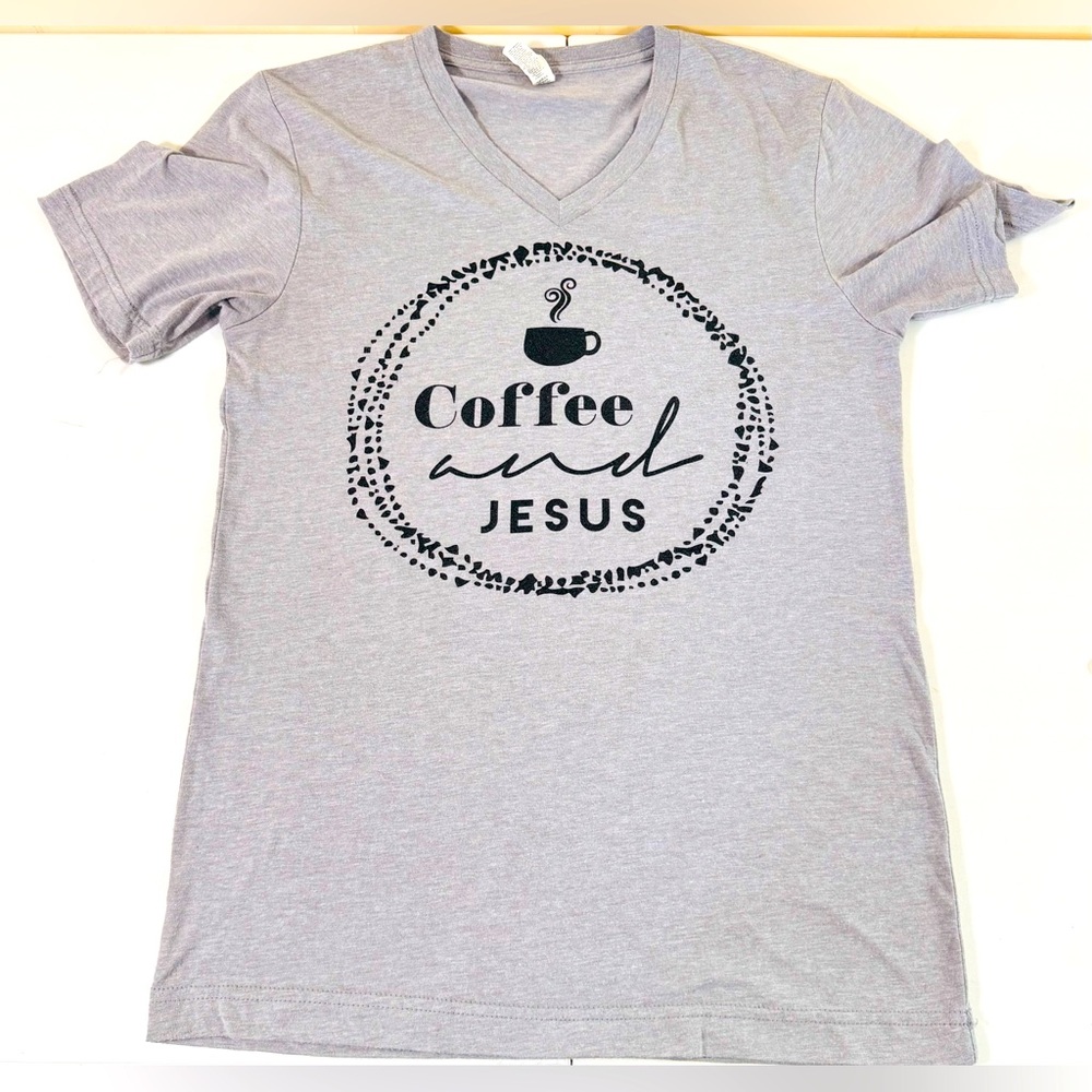 Coffee And Jesus Women's Gray Small T-shirt. Bella +Canvas
Size :SMALL